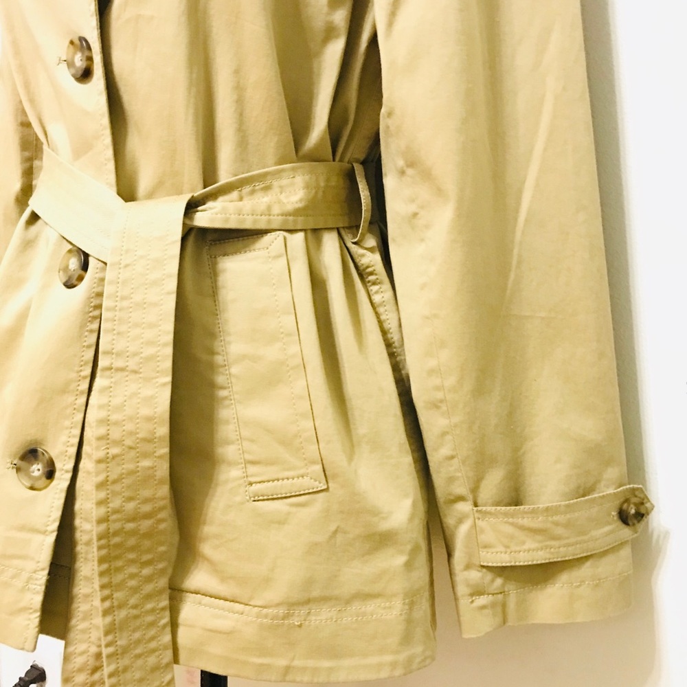 🆕 GAP Khaki Coat with Waist Tie Belt. Cotton - Spandex Made (NWOT) - Picture 9 of 13